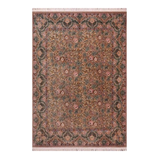 Shabby Chic Pak-Persian Brown/Green Wool Rug - 8'2'' X 10'10'' For Sale