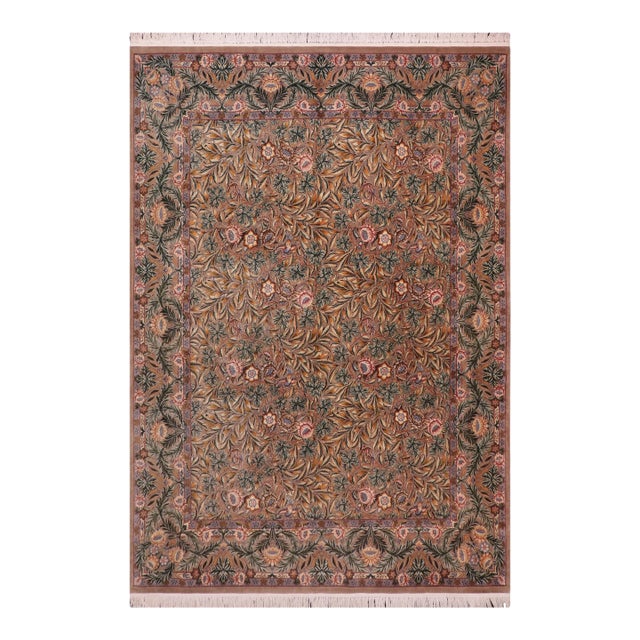Shabby Chic Pak-Persian Brown/Green Wool Rug - 8'2'' X 10'10'' For Sale