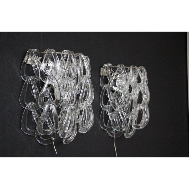 Clear Murano Glass Wall Lights by Angelo Mangiarotti for Vistosi, 1970s, Set of 2 For Sale - Image 6 of 18