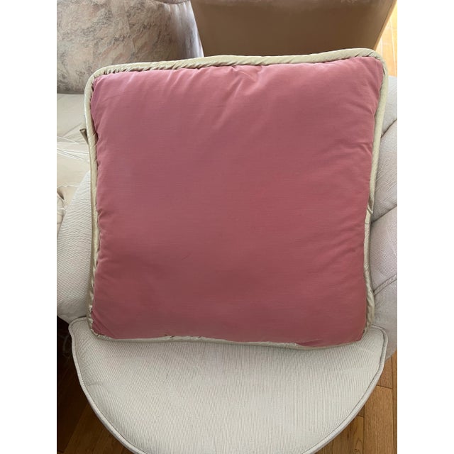 1980s 1980s Custom Made Large Pink Gold Ribbon Pillow For Sale - Image 5 of 7