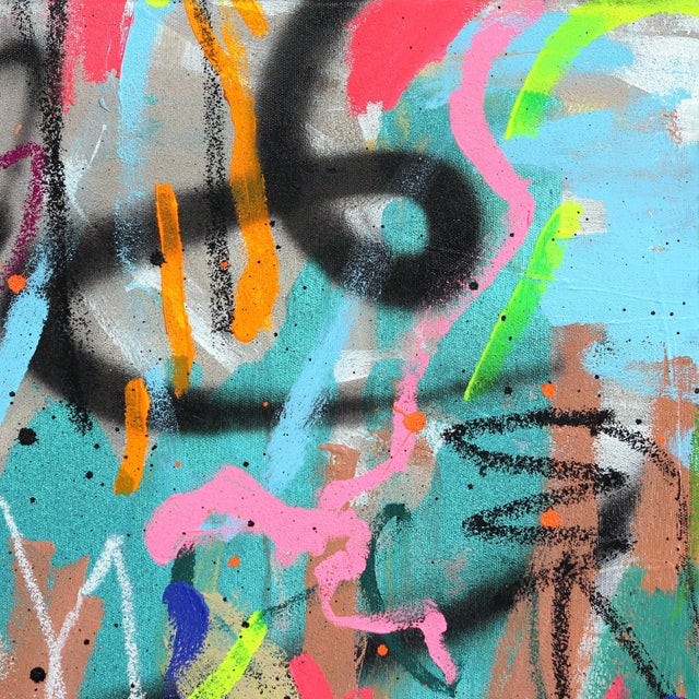 Abstract Vibrant Spontaneous Colorful Playful Painting "I Really Did Think About It" Original Artwork by Khoury For Sale - Image 3 of 8