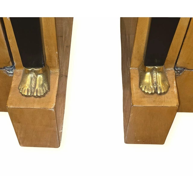 Yellow Pair of Egyptian Revival Style Burled Veneer Side Tables / Commodes For Sale - Image 8 of 10