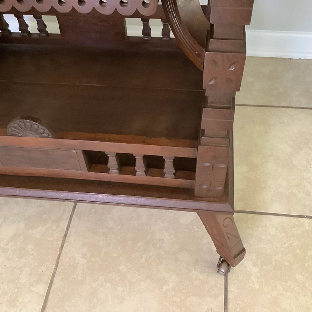 1880s Burl Walnut Eastlake Victorian Library Table For Sale - Image 6 of 12