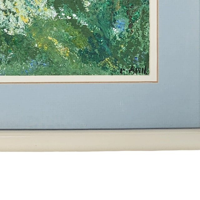 Landscape Gouache Framed Watercolor Painting " Signed "Ann" For Sale - Image 9 of 10