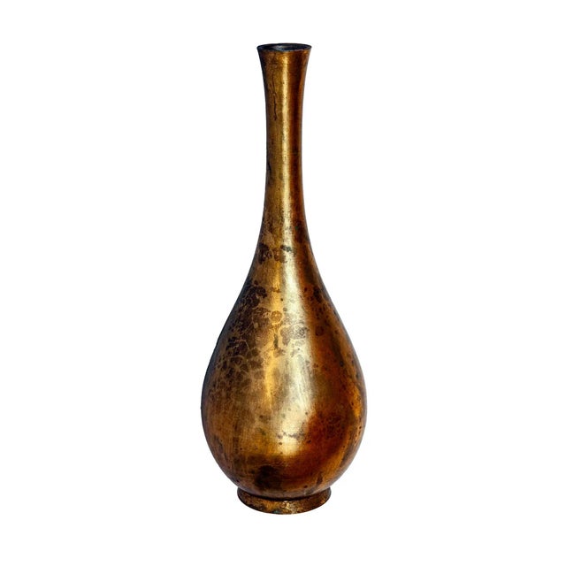 Mid-Century Japanese Petite Gilt & Acidwashed Bronze Bud Vase For Sale - Image 9 of 9