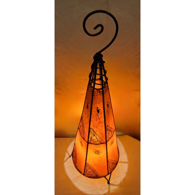 Animal Skin Contemporary 27" Orange Moroccan Traditional Henna Lamp For Sale - Image 7 of 7