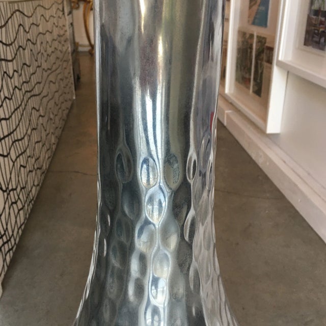 Silver Hand - Hammered Metal Tall Vassel/ Vase For Sale - Image 4 of 10