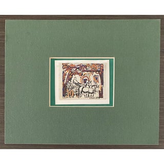 Bela Kadar, Hungarian Artist Modern Mixed Media Horse and Buggy Bela Kadar For Sale