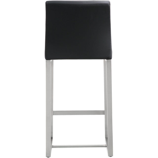 2020s Denmark Black Vegan Leather & Steel Counter Stools - Set of 2 For Sale - Image 5 of 12