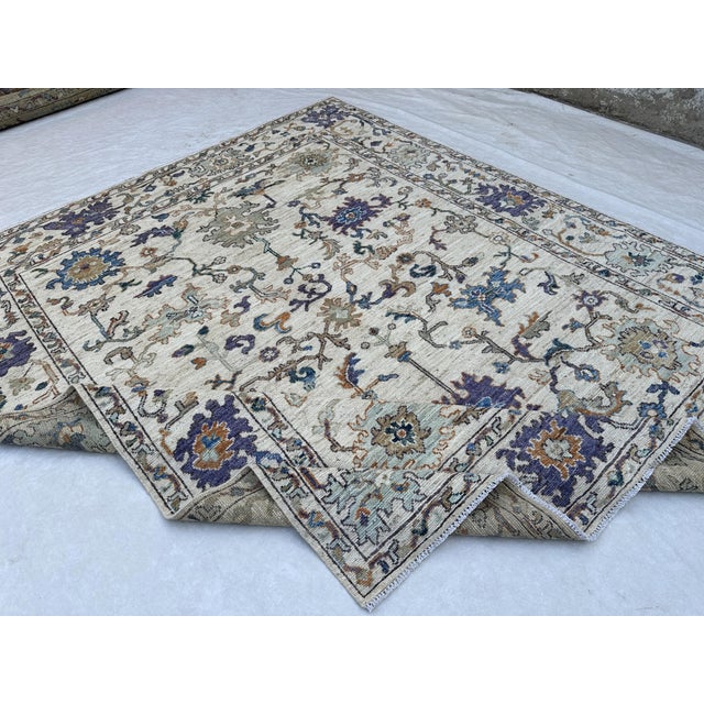 Ivory & Violet Oushak Rug 8x10 For Sale - Image 6 of 9