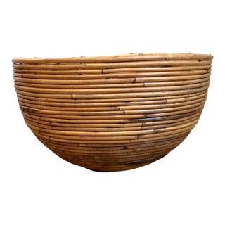 Vintage Natural Pencil Reed Decorative Bowl For Sale