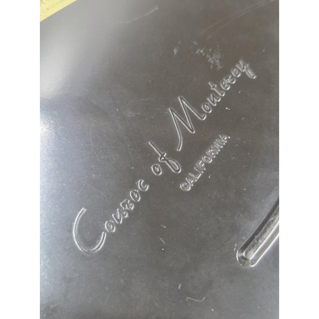 Mid-Century Couroc of Monterey California Hand-Inlaid Owl Round Black Serving Tray For Sale - Image 12 of 18