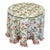 Round Table With Designer Chinoiserie Silk Embroidered Tablecloth Set With Custom Glass Top For Sale