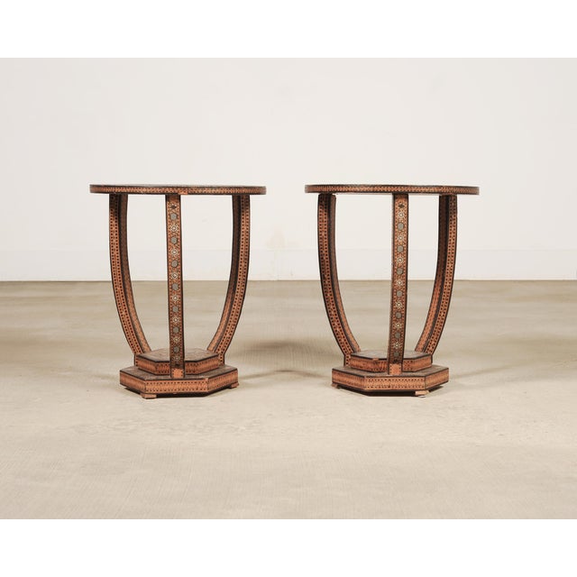 Pair of Moorish Geometric Mother-of-Pearl Inlaid Drink Tables For Sale - Image 18 of 18