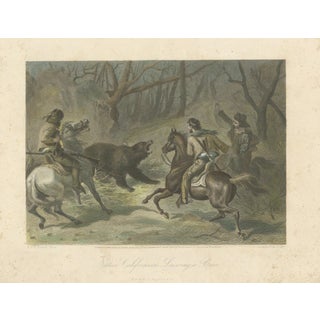 Francis Hall, Native Californians Lassoing a Bear, 1853, Engraving For Sale