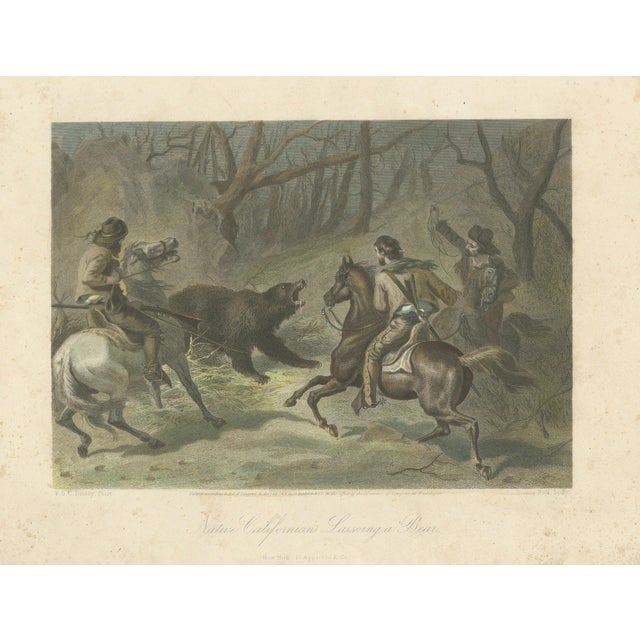Francis Hall, Native Californians Lassoing a Bear, 1853, Engraving For Sale