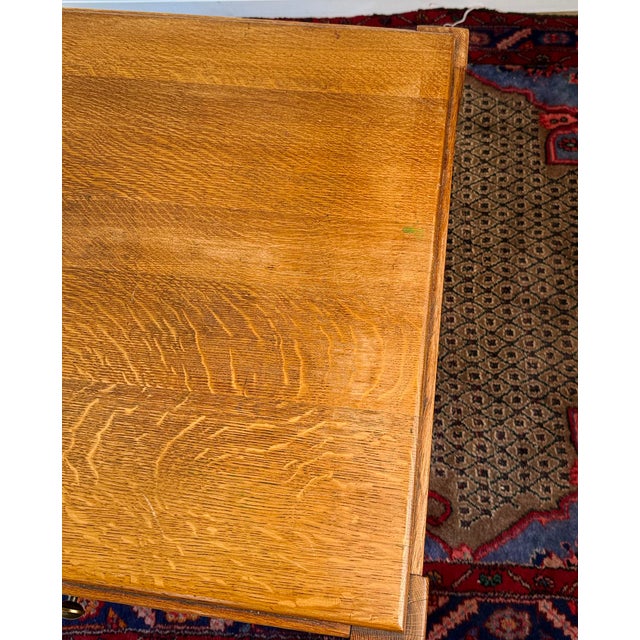 Antique Charles Limbert Arts & Crafts Quartersawn Oak Writing Desk W/ Bookshelf For Sale - Image 17 of 17