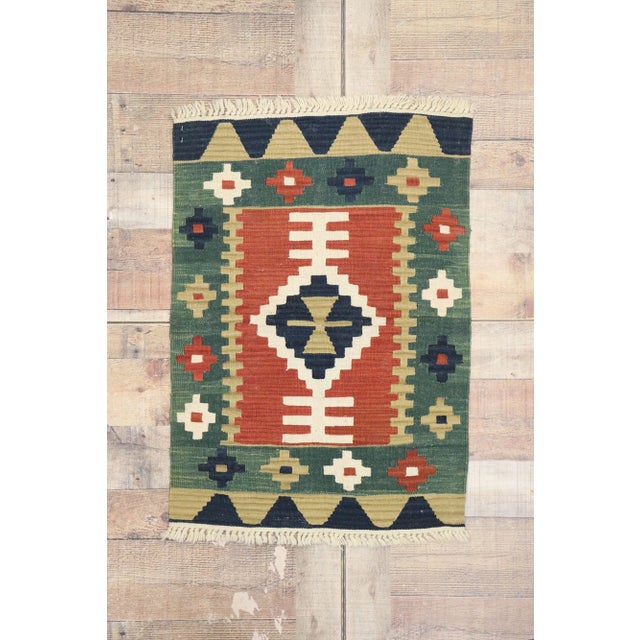 Red Vintage Persian Shiraz Kilim Rug - 02'00 X 02'10 For Sale - Image 8 of 9