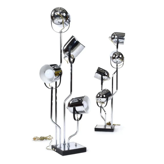 Mid-Century Modern Pair Goffredo Reggiani Sonneman Style Italian Modern Spotlight Table Lamps For Sale - Image 3 of 13