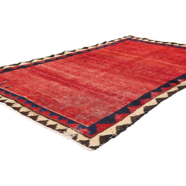78849 Vintage Red Persian Lori Rug, 04'11 x 07'07. This hand-knotted wool vintage Persian Lori rug exudes a captivating...