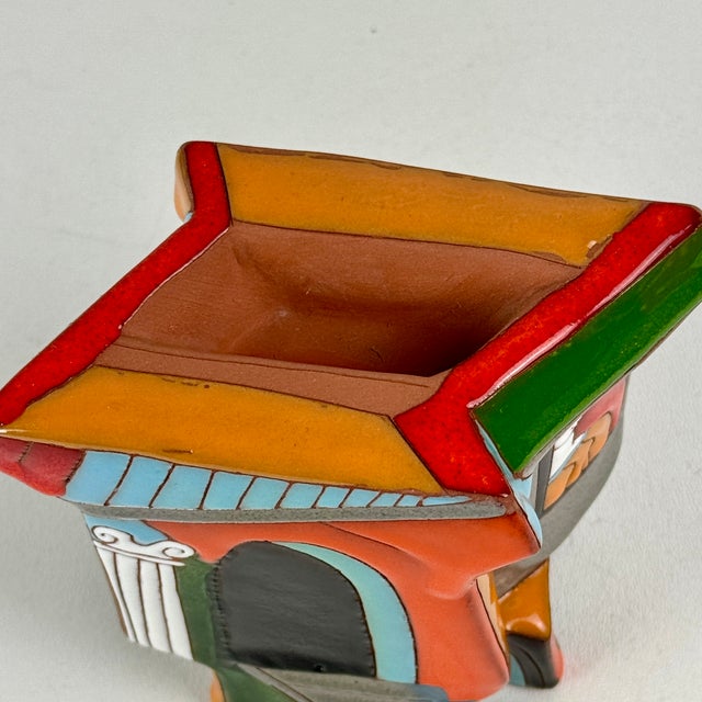 Modern Katya Apekina Enameled Ceramic Art Sculpture With Figures in Windows, Circa 1990s For Sale - Image 3 of 10