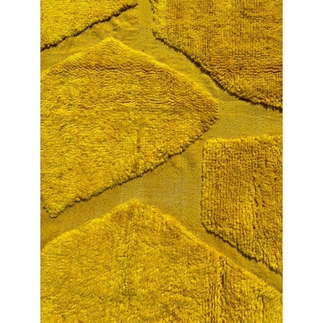 Bright Yellow Modern Wool Rug For Sale - Image 6 of 9