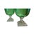 Traditional Pair of Hand Blown Green Glass Hurricanes With Etched Leaf Design For Sale - Image 3 of 5