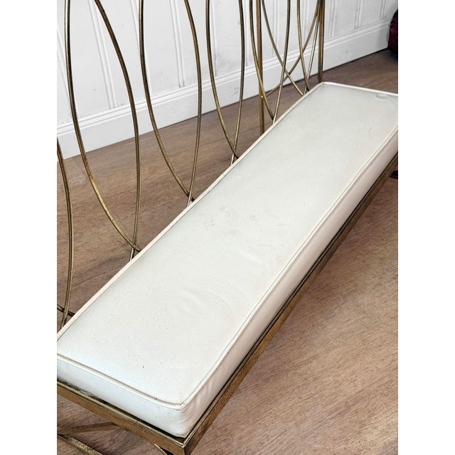 Mid-Century Brass & White Vinyl Sculptural Alter Kneeling Bench For Sale - Image 6 of 10