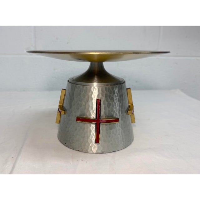 This antique enameled bronze altar receiver is a unique and cherished piece for any Christian or Catholic collector. Made...