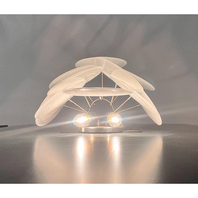 Glass Wall Sconces with 10 Alabaster White Disks, 1990s, Set of 2 For Sale - Image 14 of 16