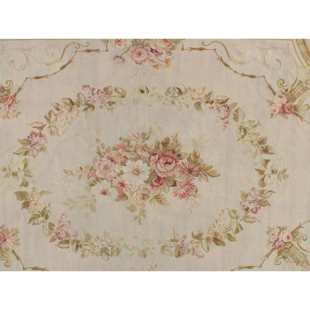 Antique French Aubusson Carpet, Fine Pale Pink, Rose, Taupe, Elegant Carpet For Sale - Image 12 of 18