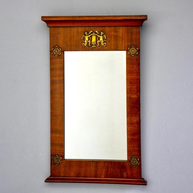 19th Century Empire Style Ormolu and Mahogany Framed Wall Mirror For Sale - Image 10 of 10