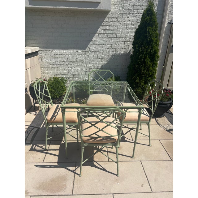 Vintage 1970s Brown Jordan Calcutta Chinoiserie Patio Dining Set For Sale In Chicago - Image 6 of 12