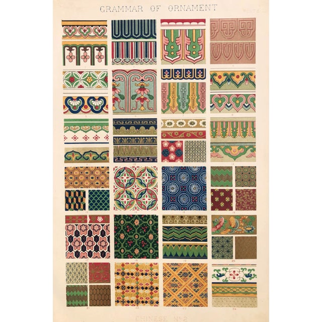 Antique Owen Jones Grammar of Ornament Chinese Chromolithograph For Sale