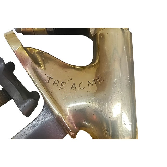 Antique “The Acme” Brass & Iron Bar-Mount Corkscrew — Industrial Wine Opener For Sale - Image 4 of 11