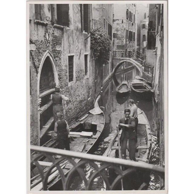 Venice Gondoliers in a Hidden Channel, 1955 For Sale - Image 3 of 3