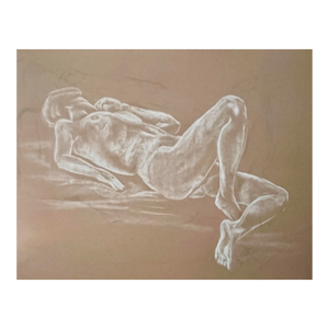 Vintage Original Pastel Nude Woman in Repose