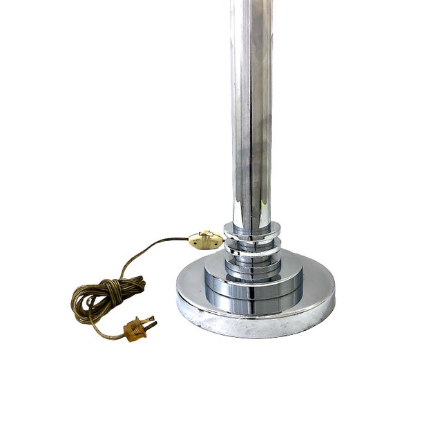 Early 20th Century Art Deco Period “Machine Age” Chrome Plated Table Lamps - a Pair For Sale - Image 4 of 9