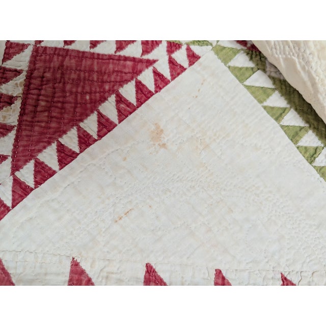 Antique Quilt With Signed/Stitched Dated 1851 ‘Ohio Star’ or ‘Sawtooth Star’ Pattern Priceless For Sale - Image 10 of 18
