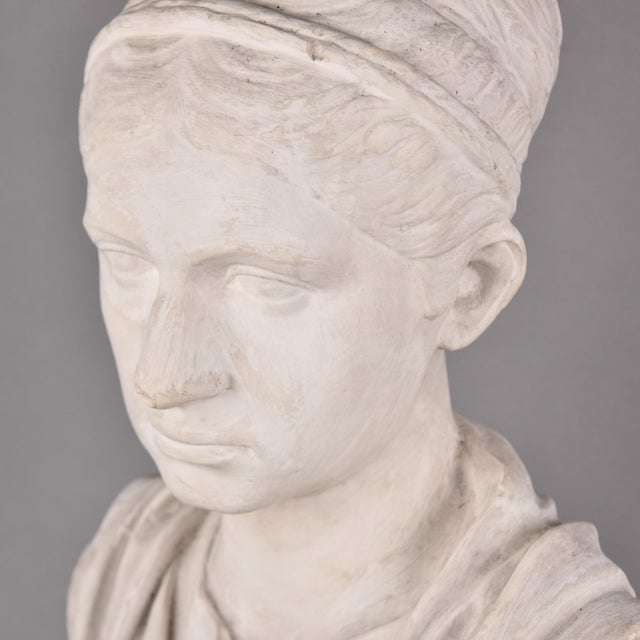Mid 20th Century Vintage Plaster Bust of a Woman in Classical Drapery For Sale - Image 5 of 12