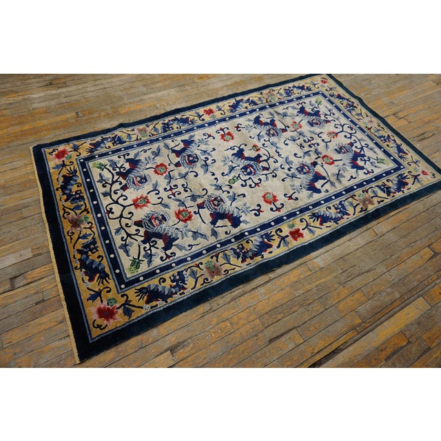 1930s 1930s Chinese Silk Carpet With Foo Dog Design For Sale - Image 5 of 15