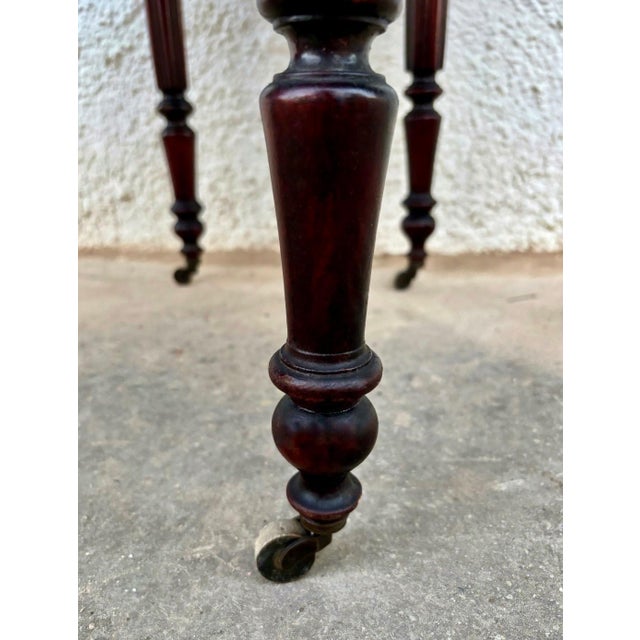 Brown Victorian Wood Drop-Leaf Side Table with Turned Legs, 19th Century For Sale - Image 8 of 8