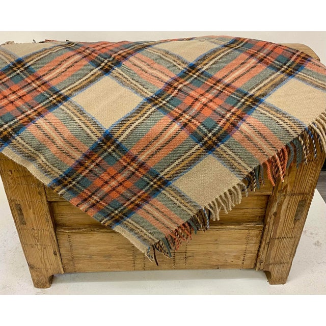 Merino Lambswool Knee Rug/Blanket In A Classic Muted Tan Tartan Plaid Pattern- Made In England. Our knee blankets are cut...