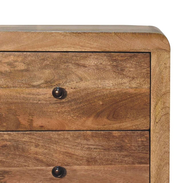 Modern Solid Mango Wood 3-Drawer Bedside Table For Sale - Image 3 of 8