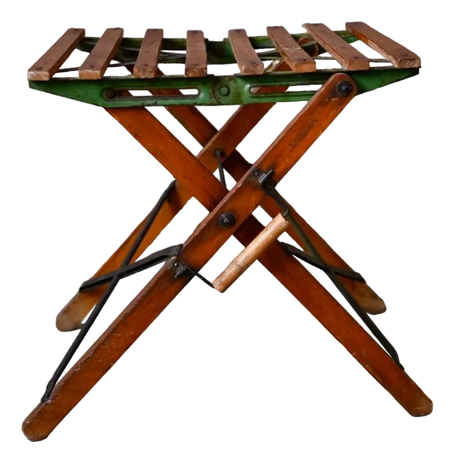 M*G様 EUREKA Vintage stool Mid-Century Folding Stool in Wood Slat and Metal from Eureka