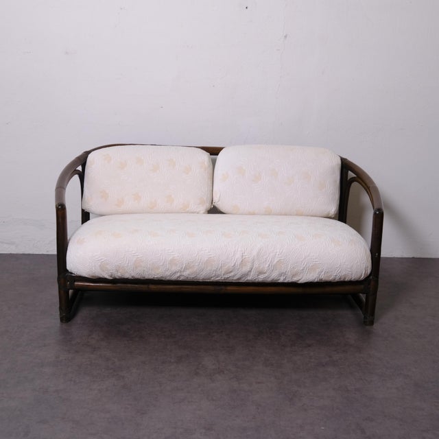 Vintage Two-Seater Bamboo Sofa with Cushions, 1950s For Sale - Image 12 of 18