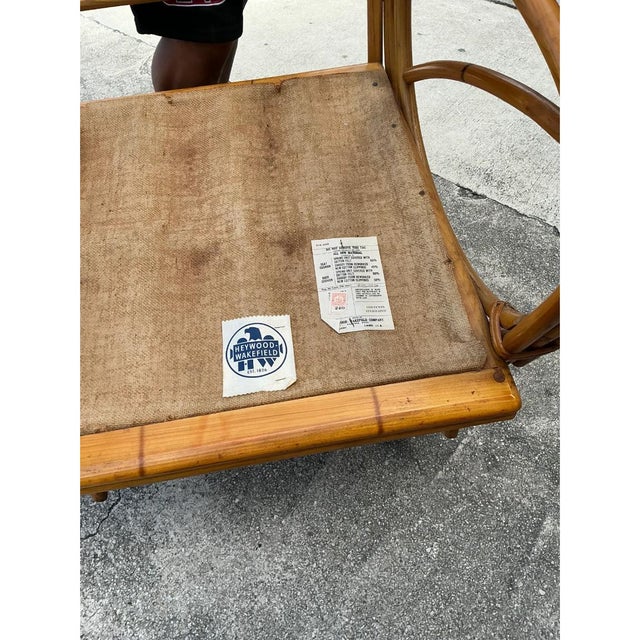 Vintage Heywood Wakefield Rattan Springer Lounge Chair For Sale - Image 11 of 12