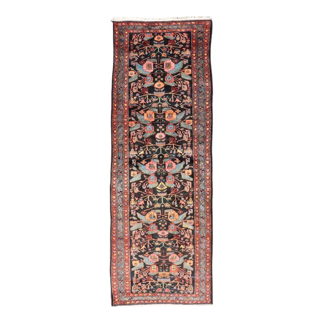 Antique Persain Nahavand Gallery Runner With All-Over Sub-Geometric Design For Sale