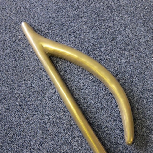 1940s 1940s Mid Century Modern Solid Brass Musical Note Andirons - a Pair For Sale - Image 5 of 11