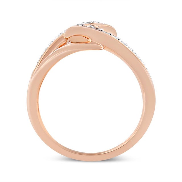 Haus of Brilliance 10K Rose Gold 1/2 Cttw Round-Cut Diamond Intertwined Multi-Loop Cocktail Ring (I-J Color, I1-I2 Clarity) - Size 7 For Sale - Image 4 of 6
